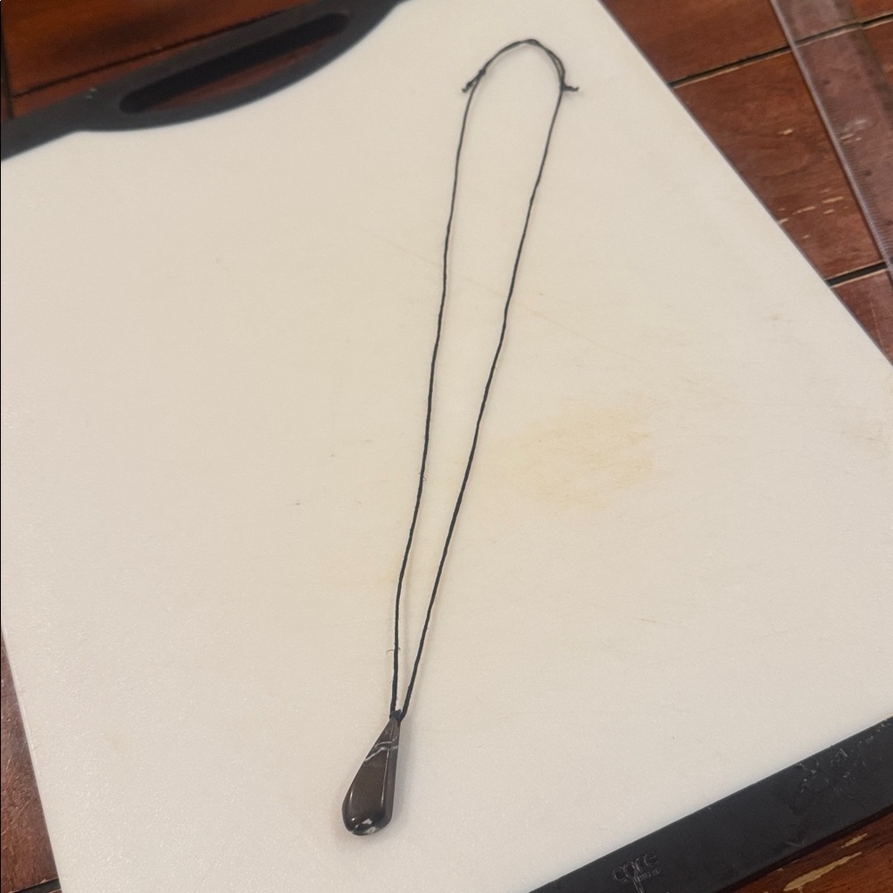 Handmade Adjustable Black Malibu Stone Teardrop Pendant Necklace